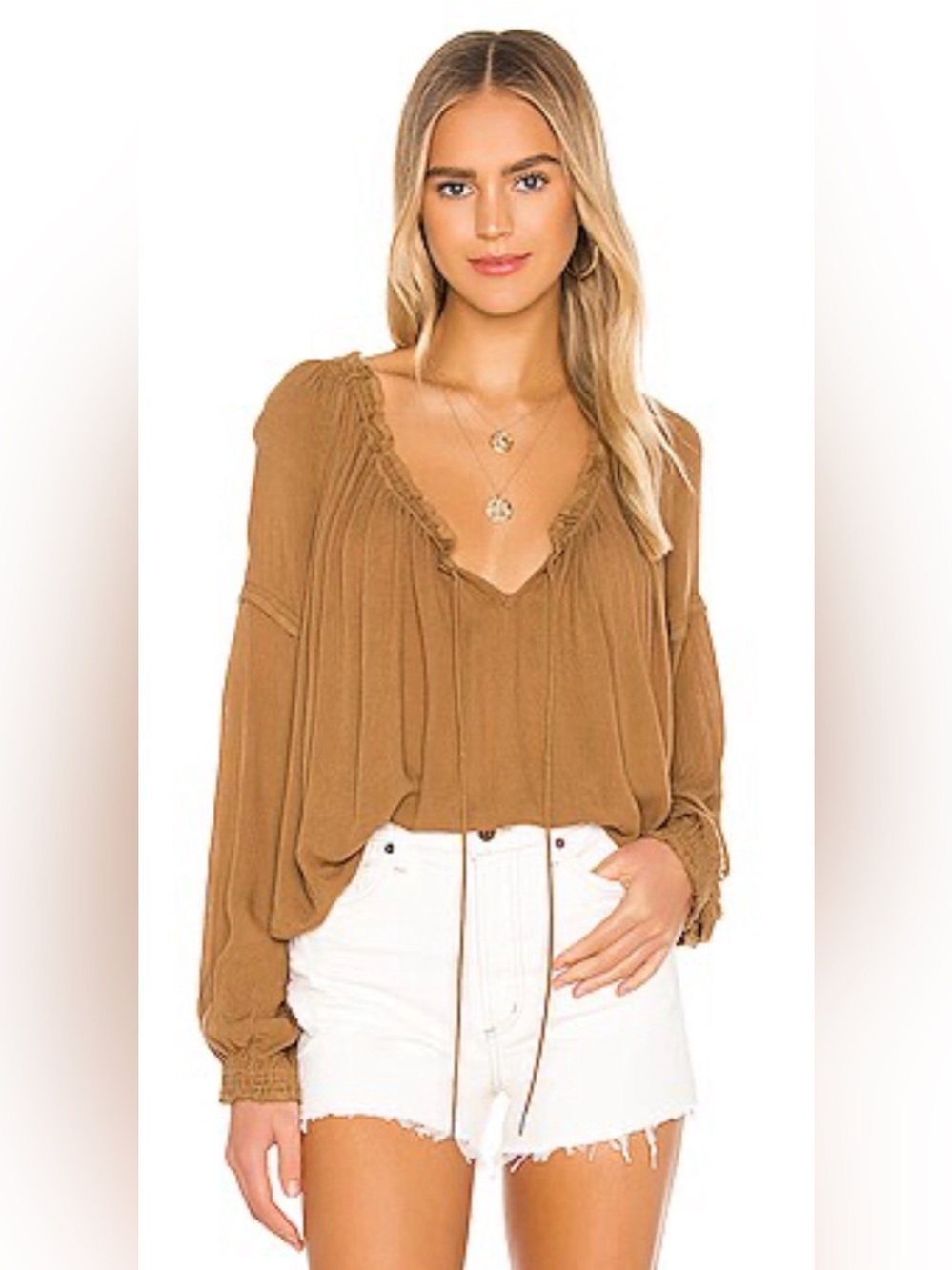 Free People Banda Blouse- Gold